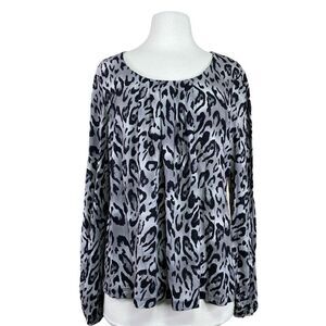 Jones New York Animal Print Blouse Size Medium